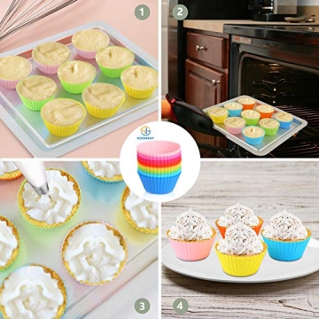 HOOMEET Silicone Cupcake Molds - 36 Pack, Rainbow Colors