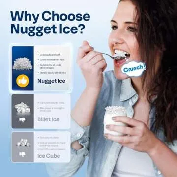 VIVOHOME Electric Portable Compact Countertop Automatic Chewable Nugget Ice Cube Maker Machine with ...