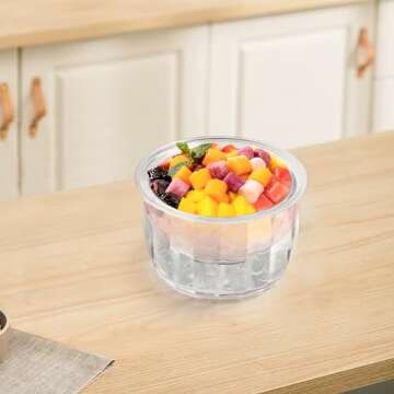 BETSO 2 Packs Ice Chilled Serving Bowl,Dips on Ice Acrylic Dip Bowl,Dip Chiller Bowl with 4 Spoons Party Platters for Food,Fruit,Salsa, Clear