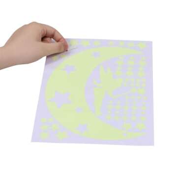 Moon Glow in Dark Wall Stickers, Benbo Fairytale Fairy and Stars Vinyl Luminous Wall Decals for Nursery Kid's Room DIY Home Decor Mural Decoration