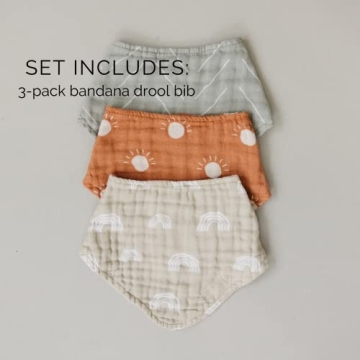 Mebie Baby Muslin Bibs 3 Pack for Feeding & Drooling