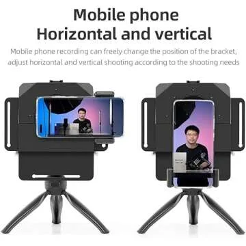 AMBITFUL Teleprompter 7.5'' with Tabletop Tripod for Smartphone and DSLR Camera, Adjustable Phone Clip & Camera Adapting Ring, for Live Streaming, Interviews