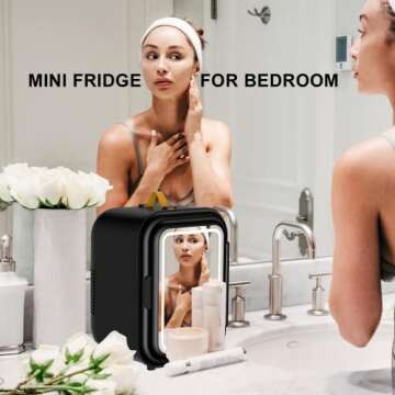 COOSEON Mini Fridge for Skincare & Beauty, Portable Cooler
