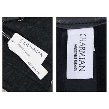 Charmian Women's Plus Size Retro Goth Spiral Steel Boned Brocade Steampunk Bustiers Corset with Jacket and Belt Black XXX-Large