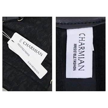 Charmian Women's Plus Size Retro Goth Spiral Steel Boned Brocade Steampunk Bustiers Corset with Jacket and Belt Black XXX-Large