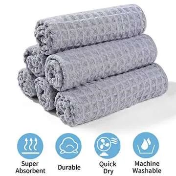 Quick Drying 6-Pack Kitchen Dish Towels | Absorbent & Stylish