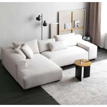 Acanva Modern Oversized Modular L Shaped Sectional Sofa Set for Living Room, Minimalist Style Comfy 4-Seat Corner Couch, Left Chaise, Wool-Like