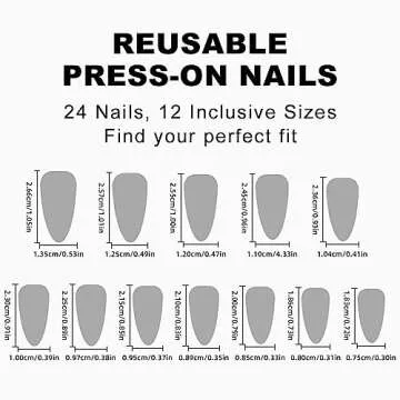 Almond Press on Nails Medium Fake Nails Orange Pink False Nails Full Cover Artificial Gold Line Design Fake Nails for Women Acrylic Stick on Nail with Adhesive Tabs 24 Pcs