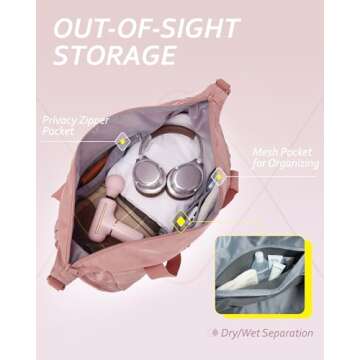 BAGSMART Small Gym Bag With Shoe Compartment & Wet Pocket, Lightweight Sports Travel Duffel Bag, Carry On Bag Weekender Overnight Bag, Water Resistant Sports Gym Tote Bags Swimming Yoga, Black