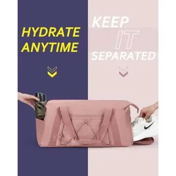 BAGSMART Small Gym Bag With Shoe Compartment & Wet Pocket, Lightweight Sports Travel Duffel Bag, Carry On Bag Weekender Overnight Bag, Water Resistant Sports Gym Tote Bags Swimming Yoga, Black