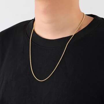Fiusem Gold Plated Wheat Chain Necklace for Men and Women