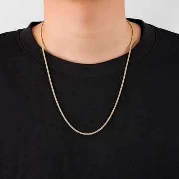 Fiusem Gold Plated Wheat Chain Necklace for Men and Women