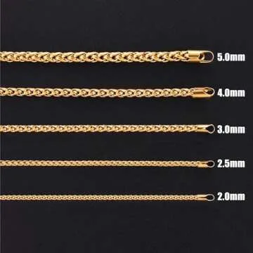 Fiusem Gold Plated Wheat Chain Necklace for Men and Women