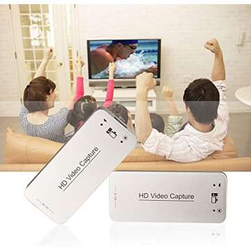 USB Capture HDMI Video Card, Broadcast Live Stream and Record, HDMI to USB Dongle Full HD 1080P Live Streaming Video Game Grabber Converter