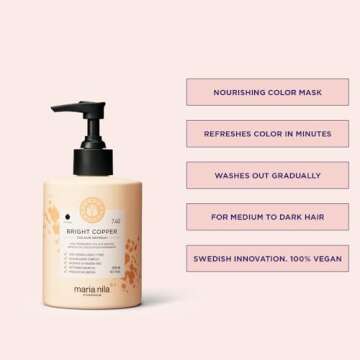 Maria Nila Colour Refresh, Bright Copper 10.1 Fl Oz, Copper Hair Mask, Semi-Permanent Pigments, 100%...