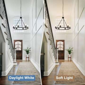 Black Farmhouse Chandelier, 6-Light Wagon Wheel Chandelier with Adjustable Height, Dining Room Light Fixture, Hanging Lights for Kitchen Island, Living Room, Bedroom, Entryway, E12 Base