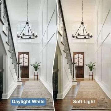 Black Farmhouse Chandelier, 6-Light Wagon Wheel Chandelier with Adjustable Height, Dining Room Light Fixture, Hanging Lights for Kitchen Island, Living Room, Bedroom, Entryway, E12 Base