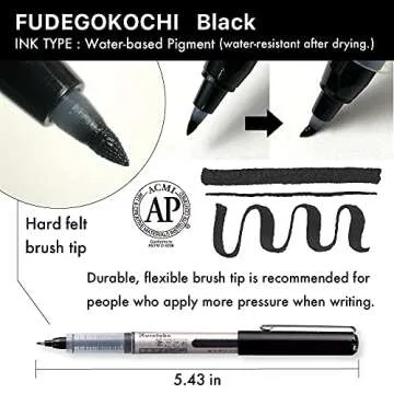Kuretake Zig FUDEGOKOCHI 3 Brush pens set, Ideal for Inktober, No mess, for beginners, Hand lettering, calligraphy, illustration, sketching, outlining, drawing, cartoon, signature, Made in Japan