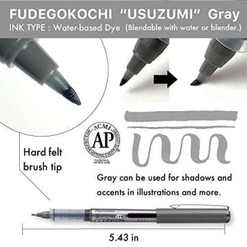 Kuretake Zig FUDEGOKOCHI 3 Brush pens set, Ideal for Inktober, No mess, for beginners, Hand lettering, calligraphy, illustration, sketching, outlining, drawing, cartoon, signature, Made in Japan