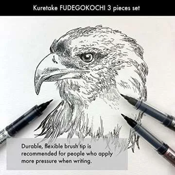 Kuretake Zig FUDEGOKOCHI 3 Brush pens set, Ideal for Inktober, No mess, for beginners, Hand lettering, calligraphy, illustration, sketching, outlining, drawing, cartoon, signature, Made in Japan