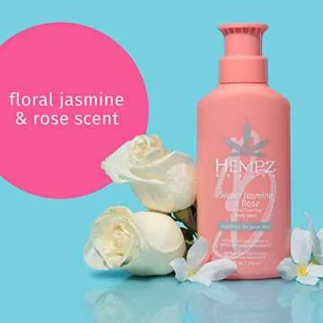 Hempz Sweet Jasmine & Rose Herbal Foaming Body Wash for Women, 8 Fl. oz. - Vegan Hydrating Body Wash for Dry Skin with 100% Pure Natural Hemp Seed Oil, Collagen - Premium, Cruelty-Free Shower Products