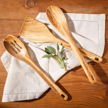 Bloomhouse Olive Wood Cooking Utensils Set for Eco-Friendly Cooking