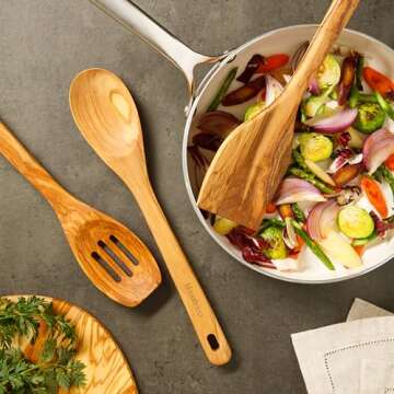 Bloomhouse Olive Wood Cooking Utensils Set for Eco-Friendly Cooking