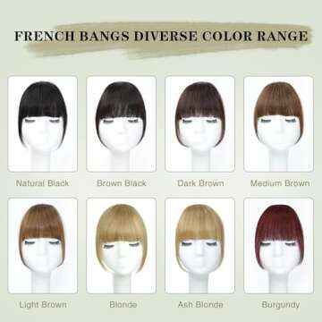 BUPPLER Clip in Bangs 100% Real Human Hair Pieces French Natural Black Fake Bangs Hair Clip on bangs for women Faux Bangs Clip in Hair Extensions with Hair Roller for Daily Wear