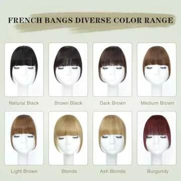 BUPPLER Clip in Bangs 100% Real Human Hair Pieces French Natural Black Fake Bangs Hair Clip on bangs for women Faux Bangs Clip in Hair Extensions with Hair Roller for Daily Wear