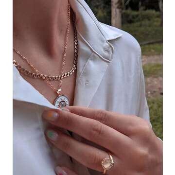 SmileBelle Evil Eye Necklace Gold Protection Necklace, Handmade Evil Eye Jewelry for Women, Eye Neck...