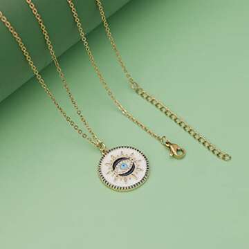 SmileBelle Evil Eye Necklace Gold Protection Necklace, Handmade Evil Eye Jewelry for Women, Eye Necklace Ojo Turco Pendant Luck Amulet, Third Eye Necklace Birthday Gift for Her,Nazar Necklace