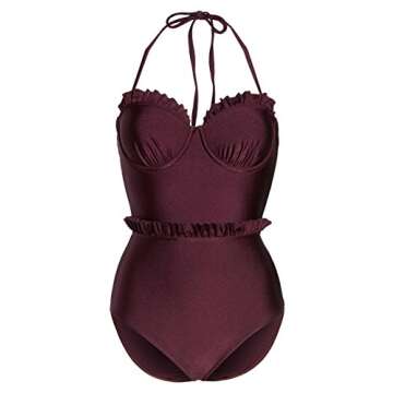 Ted Baker Women's Standard Frilda Swimsuit, Grape, 36DDDE