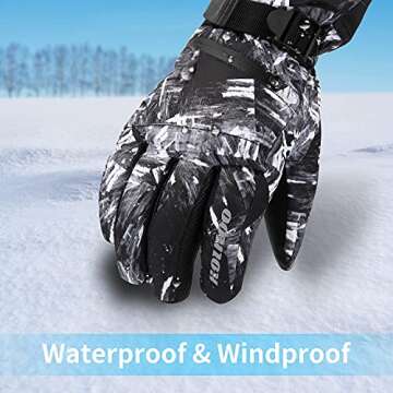 HOIHOO Waterproof Ski Gloves -30℉ Touchscreen Winter Gloves