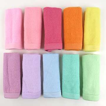 HonestBaby 10-Pack Organic Cotton Baby-Terry Wash Cloths, Rainbow Pinks, One Size