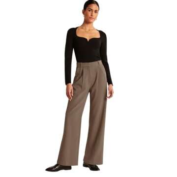 NIMIN High Waisted Pants for Women Loose Vintage Business Casual Pants Trousers with Pockets 2024 Fall Clothes Tawny Small