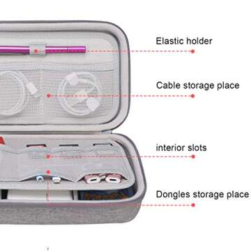 Canboc Hard Travel Electronic Organizer Case for MacBook Power Adapter Charger, Cable, Mouse Power Bank, Apple Pencil, USB Flash Disk, SD Card, Small Portable Accessories Bag, Grey