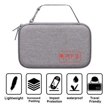 Canboc Hard Travel Electronic Organizer Case for MacBook Power Adapter Charger, Cable, Mouse Power Bank, Apple Pencil, USB Flash Disk, SD Card, Small Portable Accessories Bag, Grey