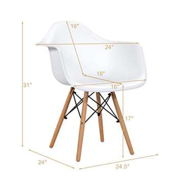 Giantex Dining Chairs Set of 4 White, Easily Assemble Modern Mid Century Dining Chairs with Wood Leg...