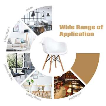 Giantex Dining Chairs Set of 4 White, Easily Assemble Modern Mid Century Dining Chairs with Wood Legs, Max Load to 330 Lbs, Plastic Kitchen Chairs with Arm for Dining Room