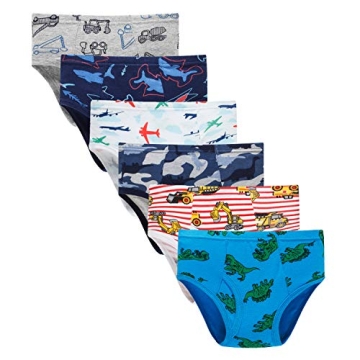 Boboking Little Boys Briefs Dinosaur Truck Toddler Kids Underwear (Pack of 6) 3/4T Blue