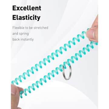 Uniclife 10 Color Wristlet Keychain Flexible Plastic Spring Spiral Coil Key Holder with Key Ring Chain Holder Stretchable Clear Wristband Bracelet Hair Tie for ID Badge Sauna Gym and Outdoor Sports