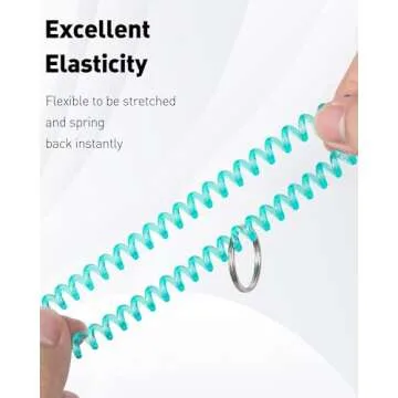 Uniclife 10 Color Wristlet Keychain Flexible Plastic Spring Spiral Coil Key Holder with Key Ring Chain Holder Stretchable Clear Wristband Bracelet Hair Tie for ID Badge Sauna Gym and Outdoor Sports