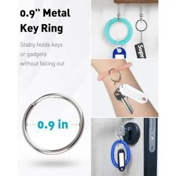 Uniclife 10 Color Wristlet Keychain Flexible Plastic Spring Spiral Coil Key Holder with Key Ring Chain Holder Stretchable Clear Wristband Bracelet Hair Tie for ID Badge Sauna Gym and Outdoor Sports