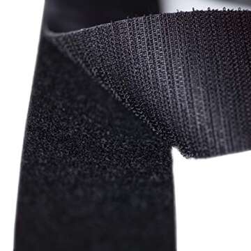 Strenco 2 Inch Hook and Loop Strips with Adhesive - 5 Yards - Heavy Duty Tape - Black Sticky Back Fastener