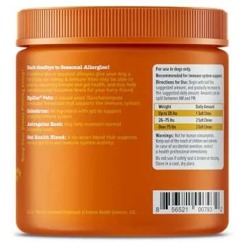 Zesty Paws Dog Allergy Relief- Dog Itching Skin Relief- Dog Probiotics for Itchy Skin and Itchy Ears- Dog Allergy Paw Relief- Dog Allergy Chews- Dog Itch Relief - Dog Skin Allergy Relief - PB - 90ct