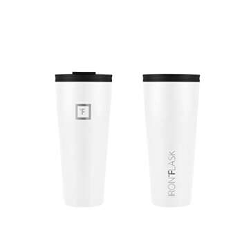 IRON °FLASK Classic Tumbler 2.0-2 Lids (Straw/Flip), Vacuum Insulated Stainless Steel Water Bottle, Double Walled, Drinking cup, Thermo Travel Mug - Winter White, 32 Oz