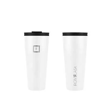 IRON °FLASK Classic Tumbler 2.0-2 Lids (Straw/Flip), Vacuum Insulated Stainless Steel Water Bottle, Double Walled, Drinking cup, Thermo Travel Mug - Winter White, 32 Oz