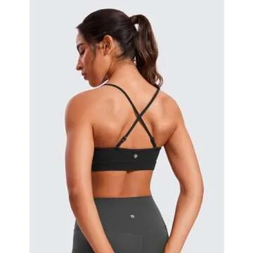 CRZ YOGA Butterluxe V-Neck Sports Bras for Women - Adjustable Thin Straps Padded Yoga Top Basic Wire...