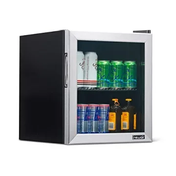 NewAir Mini Fridge Beverage Refrigerator & Cooler, Stylish Glass Door Holds Up To 60 Cans, Cools To ...