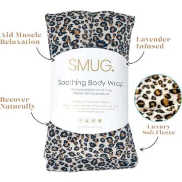 SMUG Microwave Heating Pad for Neck and Shoulders | Neck Heating Pad Microwavable | Hot & Cool Therapy Heat Wrap with Lavender Oil | Therapeutic Calming Pain Relief Wheat Bag | Leopard